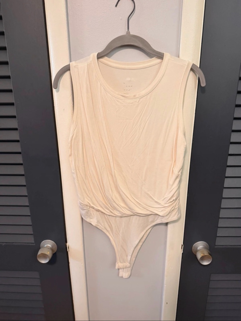 a new day Cream Sleeveless Draped One-Piece Bodysuit
